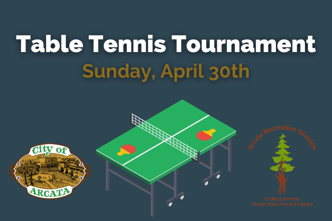 Table tennis table with paddles on a blue background