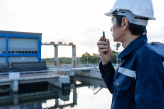 Construction worker at water facility