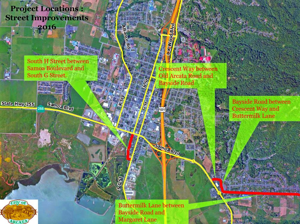 2016 Street Improvements Sunny Brae and South H Street Neighborhoods Map