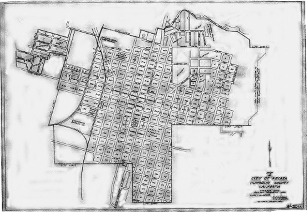 Map of City of Arcata 1947 revised 1948, H C Acheson City Engr Rev 3-1951