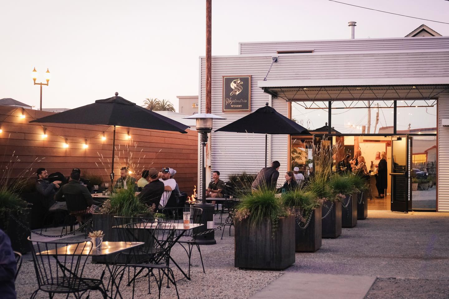 Septentrio Winery during an event with lights and people